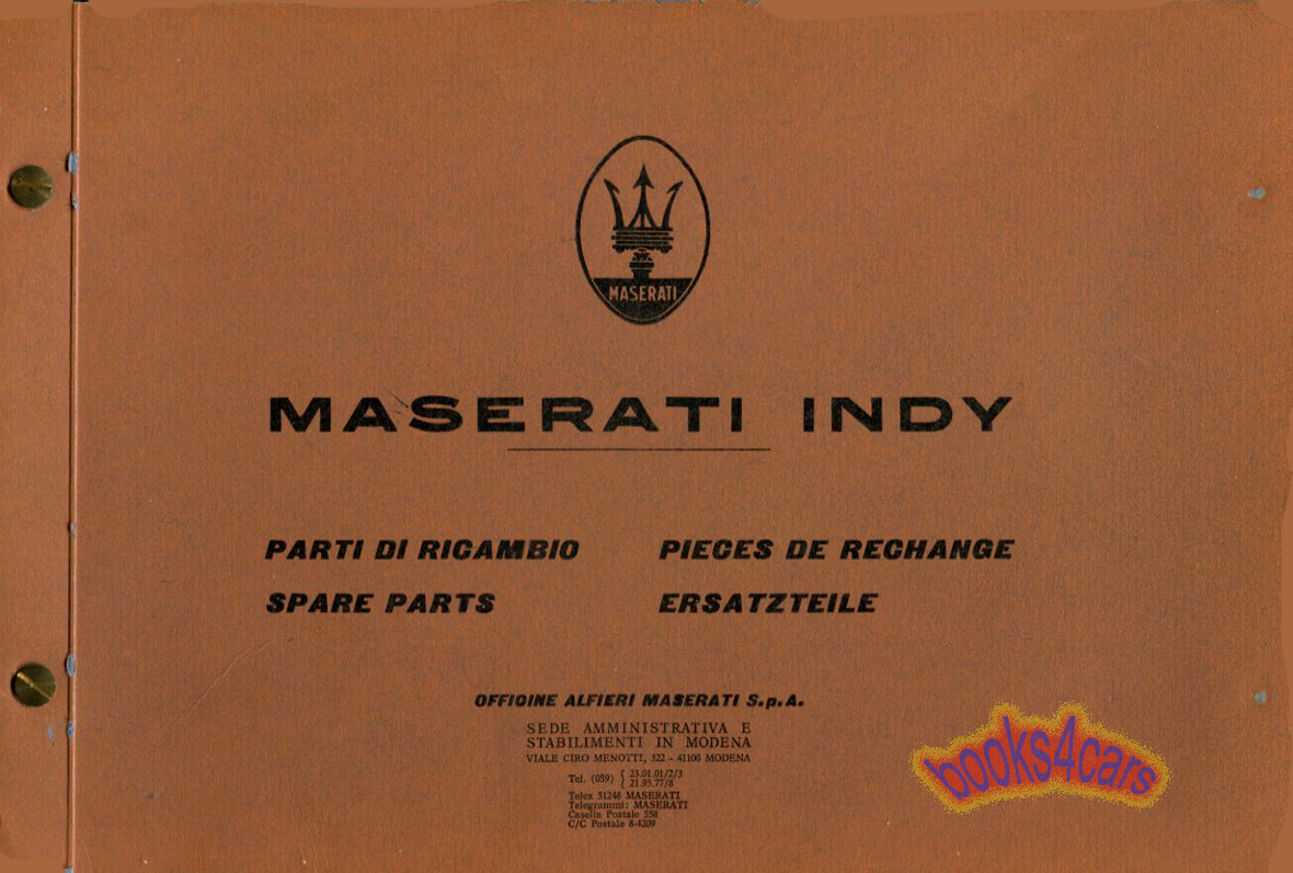 69-73 Indy parts manual by Maserati
