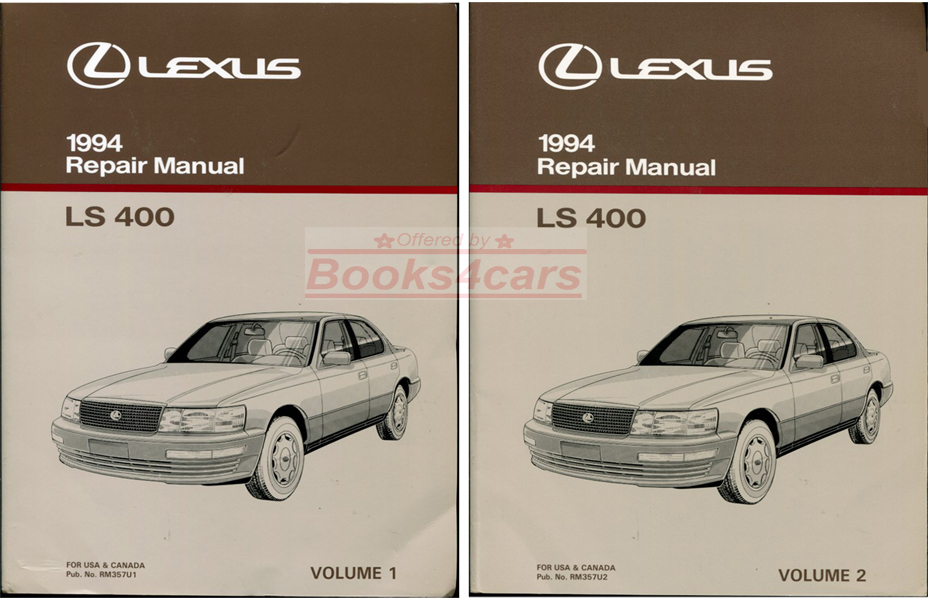 94 LS400 Shop Service Repair Manual 2-vol set by Lexus for LS 400 V1= maint engine ignition starting charging auto trans drive shaft axle suspension brakes, V2= steering restraints body & body electrical air conditioning