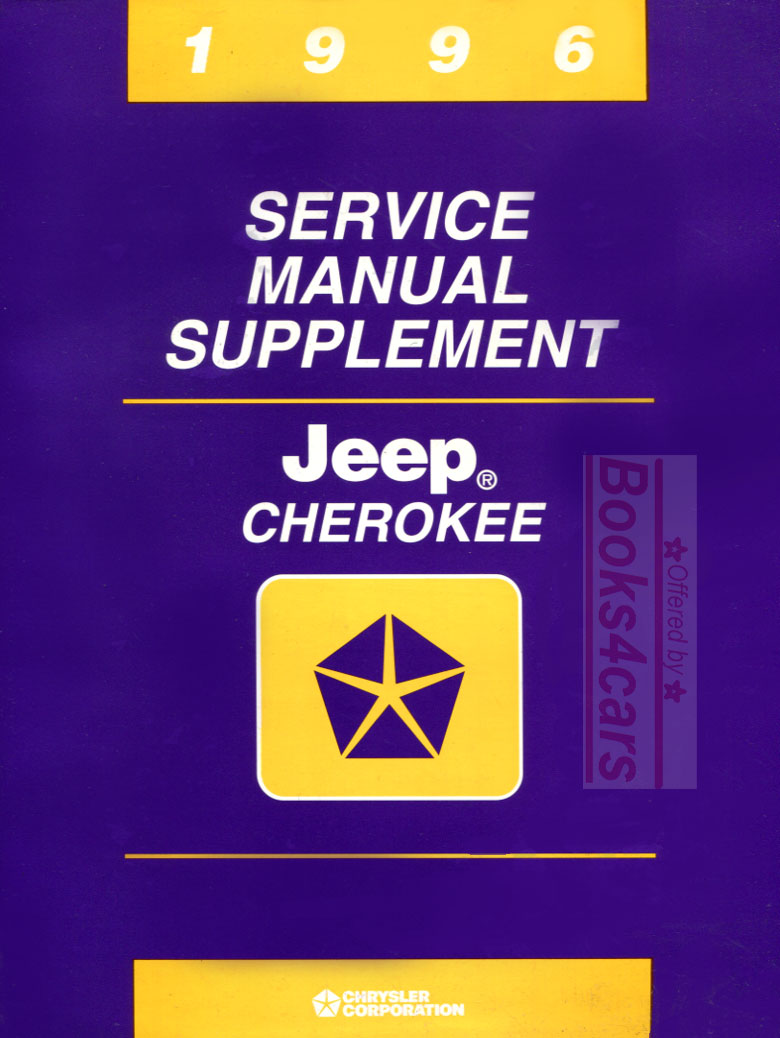 REAL BOOK Shop Service Repair Manual Supplement by Jeep for all 1996 Cherokee models covering driveline & transfer case. Book is in very good condition