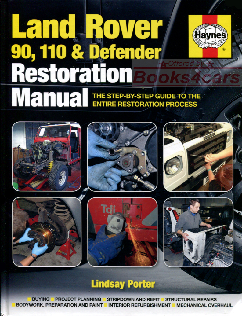REAL HARDCOVER BOOK 250 page Restoration Manual for Land Rover 90 & 110 & Defender. Book is in New, never-opened condition