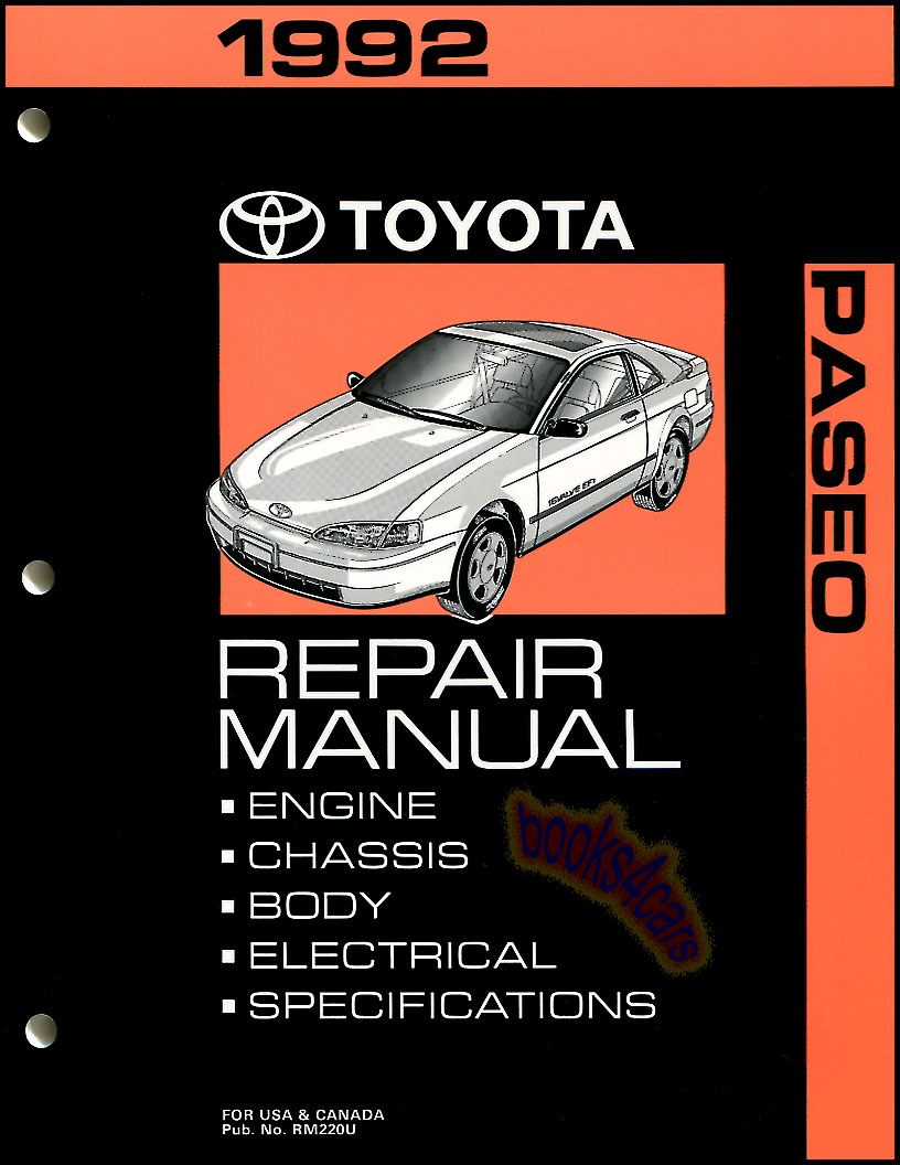 REAL LARGE BOOK over 500 page Complete Shop Service Repair Manual by Toyota for 1992 Paseo with Service & Repair procedures for Engine Transmission Brakes ...