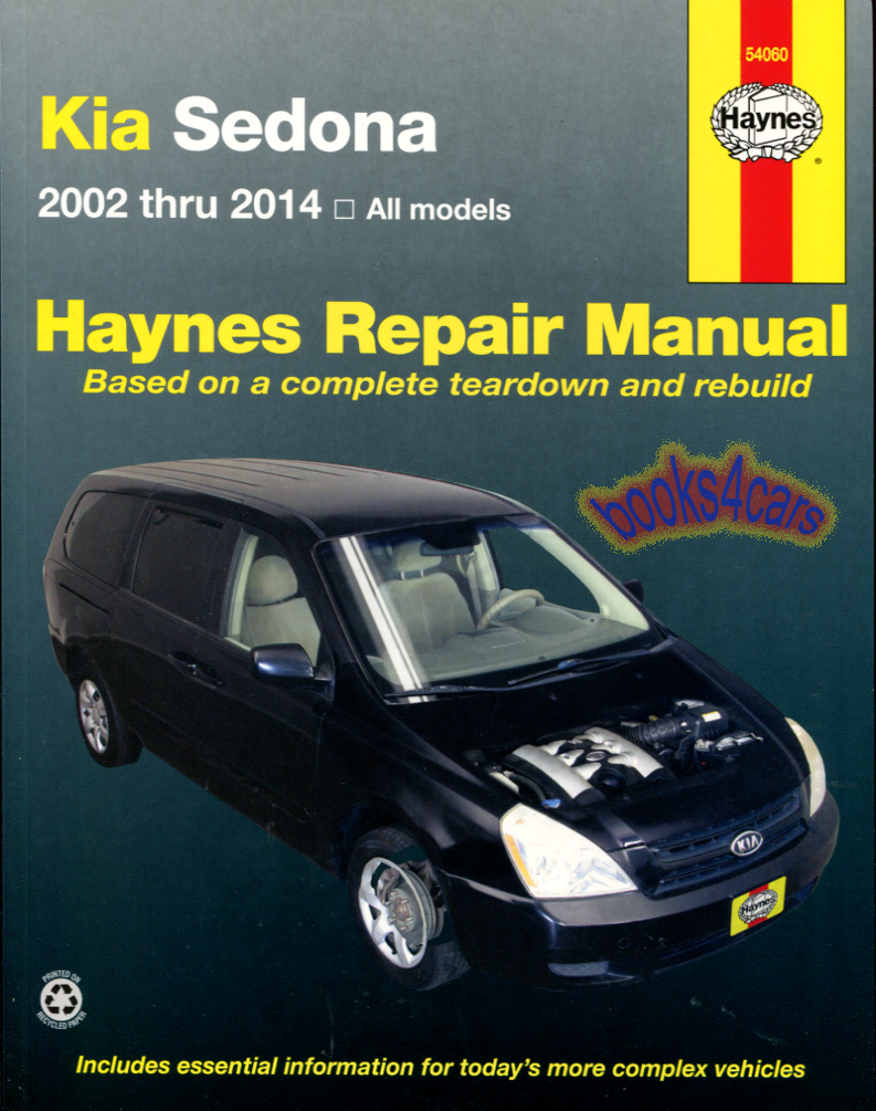 REAL BOOK bumper-to-bumper Shop Service Repair Manual for all 2002-2014 Kia Sedona. Book is in New, never-opened condition. We have over 269 other different ...